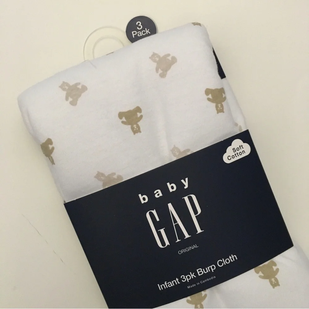 Baby Burp Cloths Set of 3 Soft and Absorbent Bear Print NEW | Baby Gap